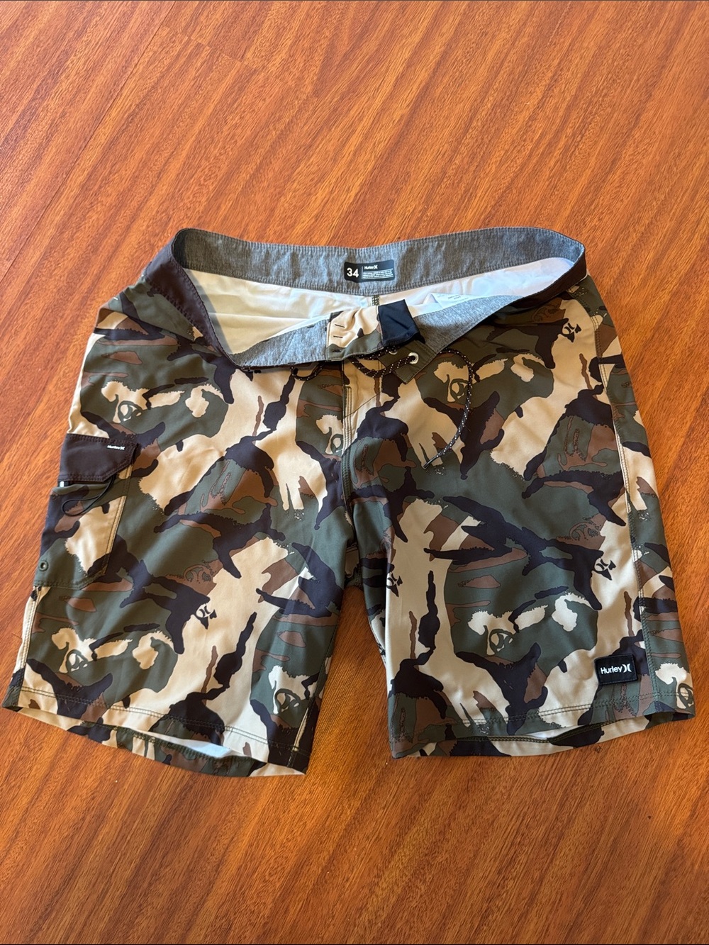 Hurley Men’s Camo Board Shorts - Olive, Beige, Dark Brown